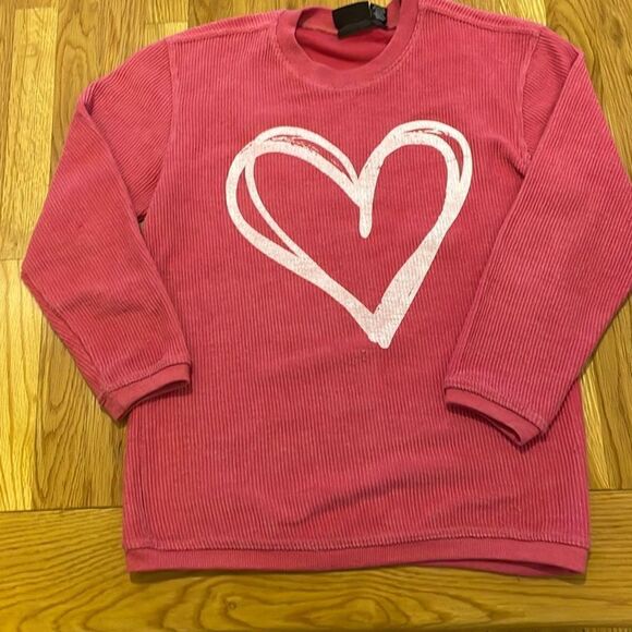 Pink Lily Valentine’s Day Heart Corded Sweatshirt - Picture 1 of 2